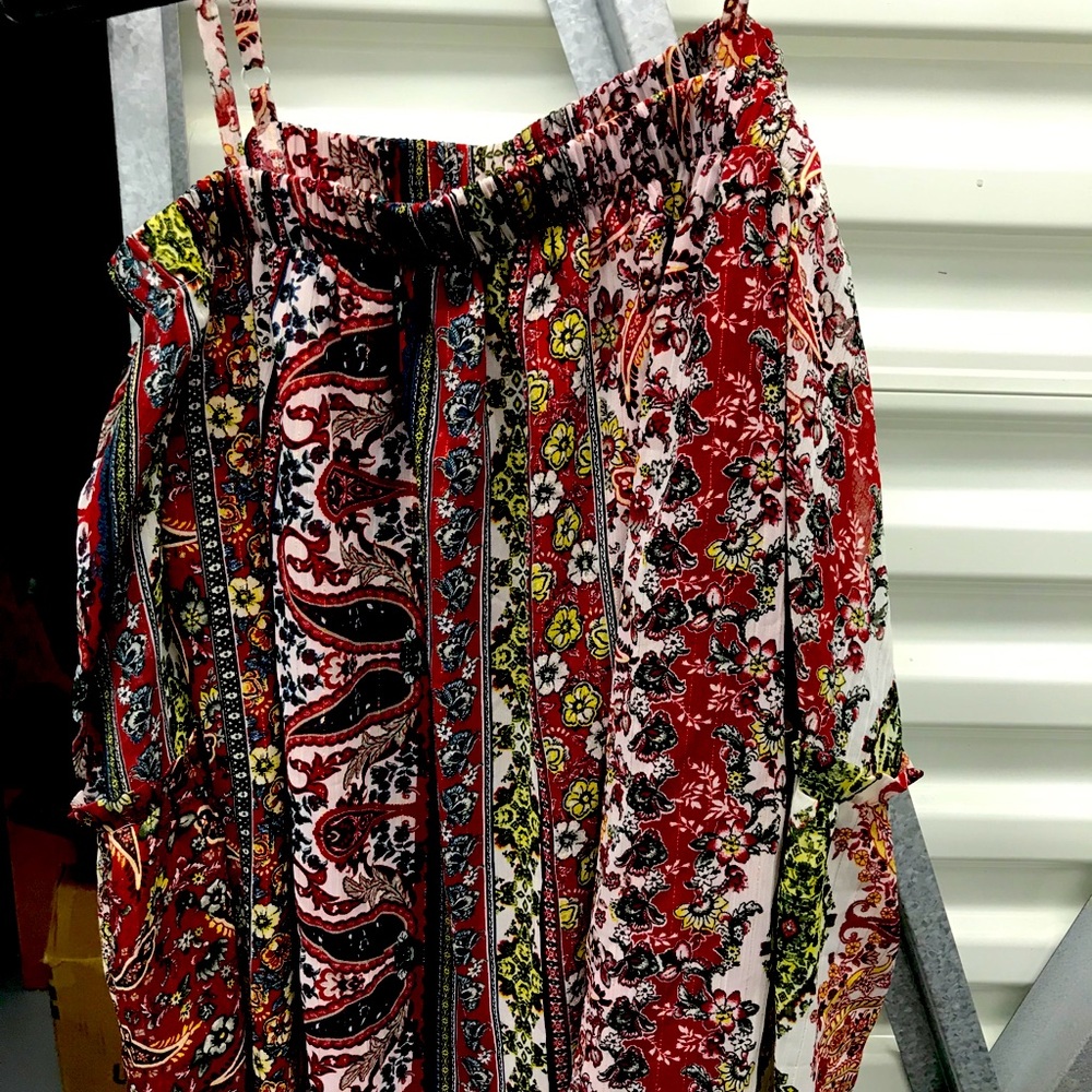 Spaghetti strap hang off the shoulder shirt